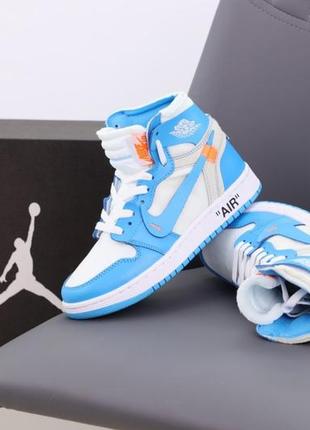 Женские кроссовки nike air jordan 1 mid blue white off white 36-37-38-39-40