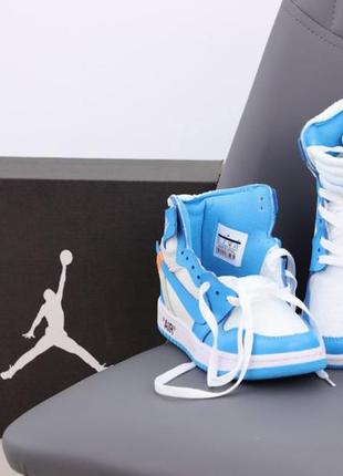 Женские кроссовки nike air jordan 1 mid blue white off white 36-37-38-39-406 фото