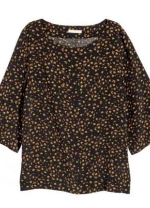 🌿 черная блузка свободного кроя с маленькими цветочками батал h&m9 фото