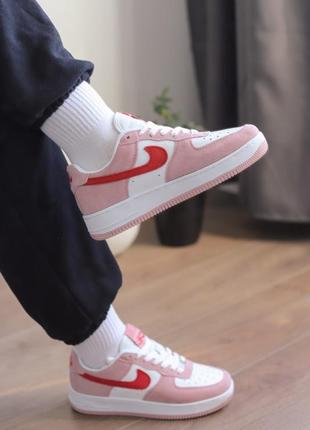 Кроссовки женские nike air force 1 low white/pink3 фото