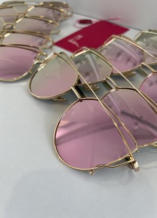 Очки солнцезащитные розовое золото металические лесички1 фото