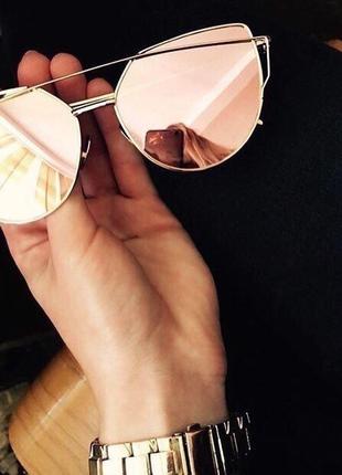 Очки солнцезащитные розовое золото металические лесички9 фото