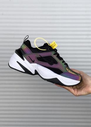 Nike m2k tekno black oil spill reflective жіночі кросівки найк м2к текно