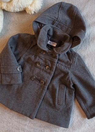 Сіре осіннє пальто з капюшоном zara baby на дівчинку 9-12 міс 78см