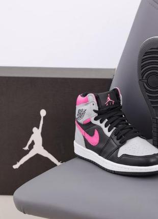 Женские кроссовки nike air jordan 1 mid grey pink 36-37-38-39-40-414 фото