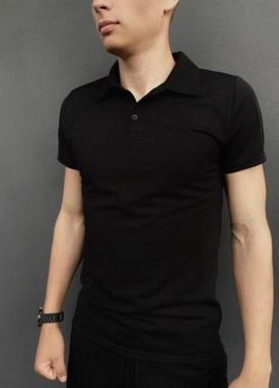 Чоловічий літній комплект чорний / поло (футболка) + шорти2 фото