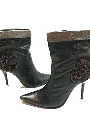 Miss sixty 37 женские кожанные черные ботинки на шпильке1 фото
