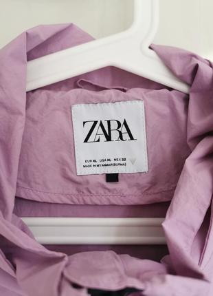 Річна коротка куртка, бузкова водооталкивающая вітровка з капюшоном від zara🔥8 фото