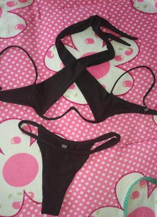 Купальник рубчик чорний, чорний