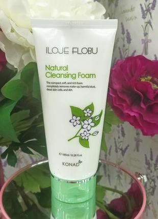 Очисна піна для обличчя konad iloje flobu natural foam cleansing skin care 185 мл, корея.