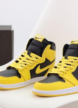 Мужские кроссовки nike air jordan 1 mid yellow black 41-42-43-44-454 фото