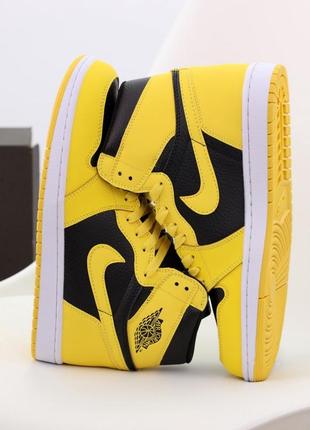 Мужские кроссовки nike air jordan 1 mid yellow black 41-42-43-44-451 фото