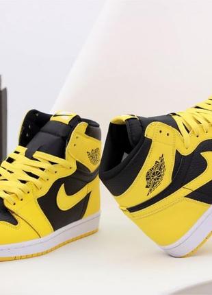 Мужские кроссовки nike air jordan 1 mid yellow black 41-42-43-44-458 фото