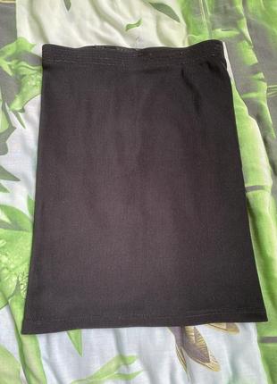 Жіноча юбка спідниця чорна в мілкий рубчик спілниця-резинка резинка1 фото
