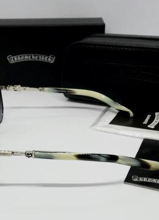 Chrome hearts хитовые брендовые мужские солнцезащитные очки серые дужки серо бежевый мрамор3 фото