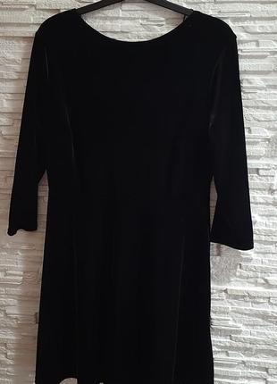 Сукня велюрова чорна, вечірня жіноча бархатна сукня, вельветове плаття3 фото