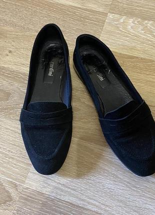 Туфлі лофери натуральний замш шкіра 36 - 36,5 красиві чорні тренд 2022