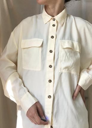 Сорочка ніжно кремового кольору, блуза, рубашка с карманами2 фото