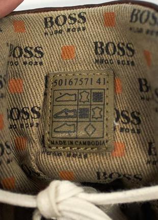 Hugo boss винтажные кожаные высокие кроссовки, кеды хай-топы (унисекс)9 фото