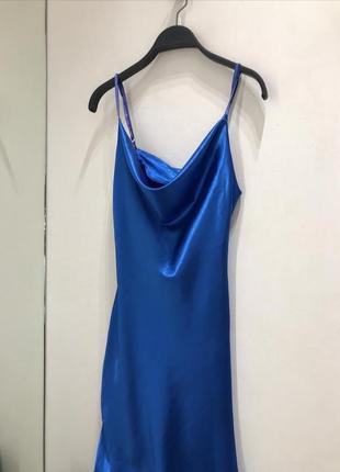 Короткое шелковое атласное сатиновое платье комбинация цвета електрик сукня плаття комбінація шелк армани