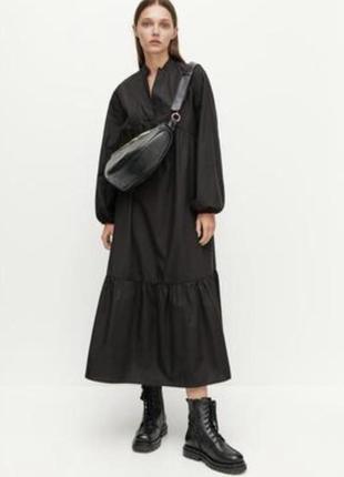 Трендлва чорна сукня плаття максі котонова оверсайс від бренду zara3 фото