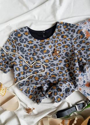 🔥трендова фактурна футболка блуза в анімалістичний принт від h&m