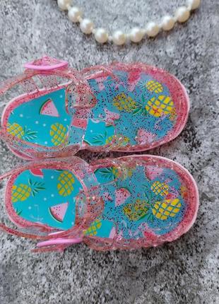 Глиттерные силиконовые босоножки аквашузы сандалии для пляжа 6-9мес нюанс3 фото