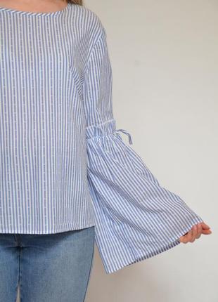 Блузка в синій смужку красивий довгий рукав розмір 14/16 primark3 фото