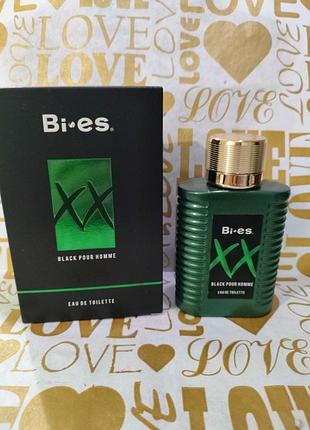 Мужская туалетная вода bi-es xx black pour homme man edt, 100 мл