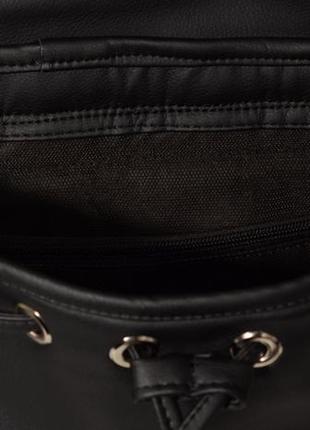 Рюкзак жіночий затяжка клапан якісний шкіра еко чорний 8 кольорів6 фото