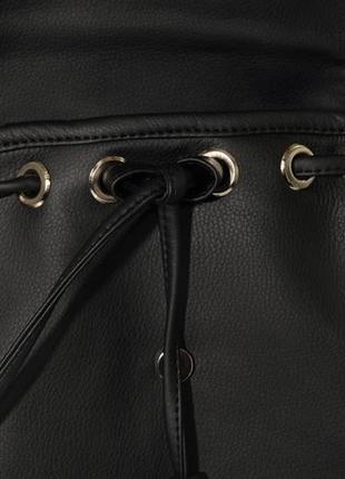 Рюкзак жіночий затяжка клапан якісний шкіра еко чорний 8 кольорів5 фото