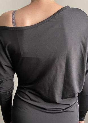 Облегающая туника платье с длинным рукавом на одно плечо by ligas6 фото