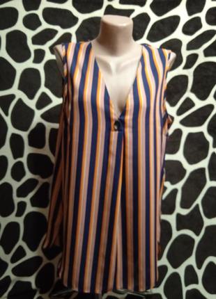 Легка блузка в яскраві смужки р. 14 від papaya наш 50-52)