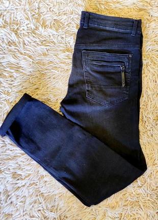 Чоловічі модні завужені чорні джинси з потертостями денім skinny fit розмір 32/343 фото