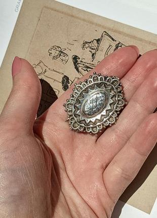 Антикварная серебряная викторианская англия 1900 годы брошь брошка старинная серебро2 фото