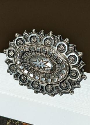 Антикварна срібна траурна брошка вікторіанська англія 1900 роки броша старовинна срібло