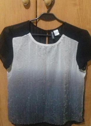 Шифонова Блуза, спереду в паетках, прозора, h&m