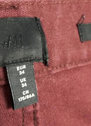 H&m skinny fit бордовые зауженные мужские джинсы, чиносы7 фото