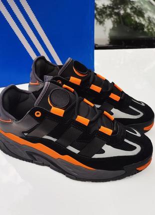 Мужские качественные кроссовки adidas niteball black orange стильные трендовые модные рефлектив