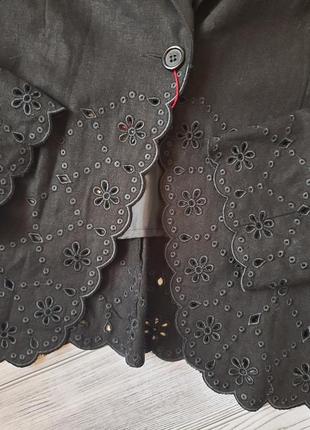 Піджак, жакет блейзер чорний базовий перфорація льон, віскоза4 фото