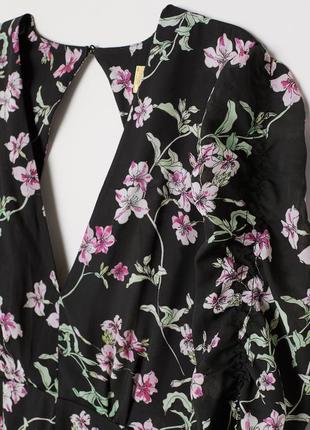 Довга сукня жіноча з візерунками чорний - квіти 32/2 h&m3 фото