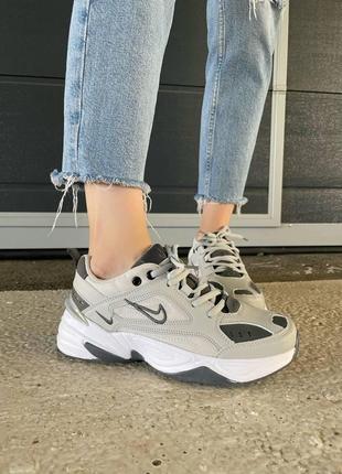 Nike m2k tekno grey white 2 женские кроссовки найк м2к текно