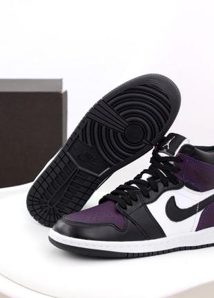 Чоловічі кросівки nike air jordan 1 mid purple black white 40-41-42-43-44-453 фото