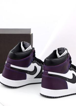 Чоловічі кросівки nike air jordan 1 mid purple black white 40-41-42-43-44-454 фото