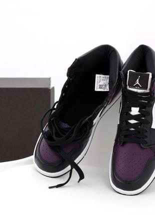 Чоловічі кросівки nike air jordan 1 mid purple black white 40-41-42-43-44-452 фото