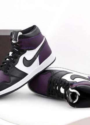 Чоловічі кросівки nike air jordan 1 mid purple black white 40-41-42-43-44-455 фото