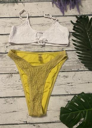 Купальник раздельный высокие плавки текстурный жатый