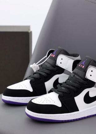 Мужские кроссовки nike air jordan 1 mid purple black white 40-41-43-44