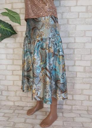 Новая нарядная юбка миди в красочный орнамент со 100 % шелка, размер хл4 фото