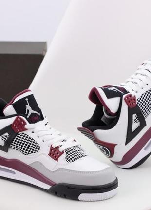 Мужские кроссовки nike air jordan 4 retro white bordo 40-41-464 фото